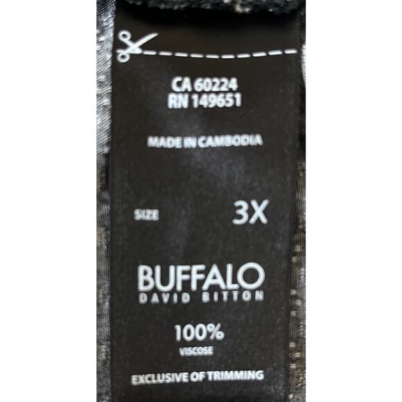 BUFFALO DAVID BITTON CAP SLEEVE BLOUSE, WOMEN, 3X, BLACK W/PINK & YELLOW FLOWERS - Picture 11 of 12